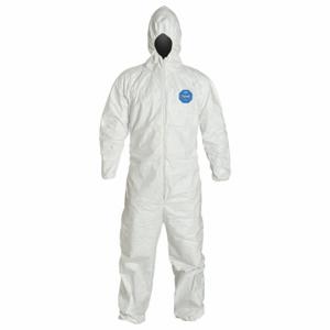 DUPONT TY127SWH6X002500 Hooded Chemical Resistant Coveralls, Tyvek 400, Light Duty, Serged Seam, White, 6XL | CP3WKP 25RP93