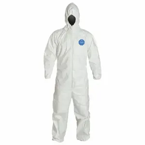 DUPONT TY127SWH5X002500 Hooded Disposable Coveralls, Tyvek 400, Light Duty, Serged Seam, White, Dupont Tyvek 400 | CP3WYU 4LUN2