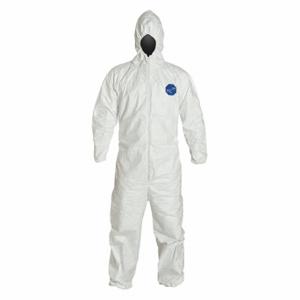 DUPONT TY127SWH4X0025VP Hooded Disposable Coveralls, Tyvek 400, Serged Seam, White, Dupont, 4XL | CP3WZN 30F380