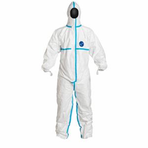 DUPONT TY198TWH5X0025PI Hooded Disposable Coveralls, Tyvek 600, Light Duty, Taped Seam, White, 5XL, 25 PK | CP3XAA 49JU57