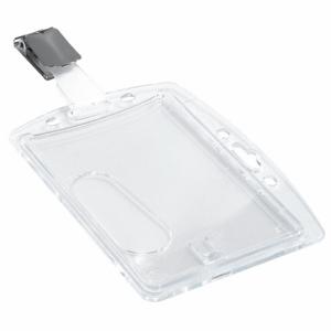 DURABLE 800519 ID Badge Holder, Shell Style, Blank, Translucent, Blank, Acrylic, 2 3/16 Inch Length | CP3XHR 461N59