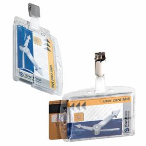 DURABLE 801319 ID Badge Holder, Shell Style, Blank, Translucent, Blank, Acrylic, 2 3/16 Inch Length | CP3XHU 461N62