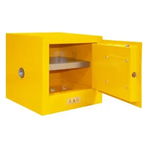 DURHAM MANUFACTURING 1002M-50 Flammable Storage Cabinet, Manual, 1 Door, 2 Gallon, Yellow | CF6JDF