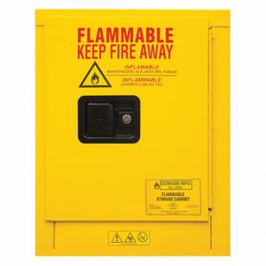 DURHAM MANUFACTURING 1004M-50 Flammable Storage Cabinet, Manual, 1 Door, 4 Gallon, Yellow | CF6JDH