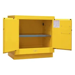 DURHAM MANUFACTURING 1022UCM-50 Flammable Storage Cabinet, Manual, 2 Door, 22 Gallon, Yellow | CF6JEB