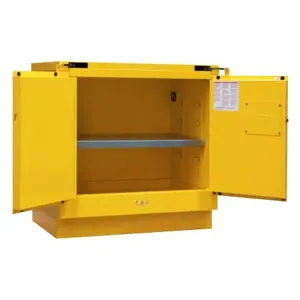 DURHAM MANUFACTURING 1022UCS-50 Flammable Storage Cabinet, Self Close, 2 Door, 22 Gallon, Yellow | CF6JEC