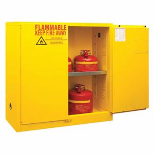 DURHAM MANUFACTURING 1030M-50 Flammable Storage Cabinet, Manual, 2 Door, 30 Gallon, Yellow | CF6JEG