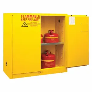 DURHAM MANUFACTURING 1030M-50 Flammable Storage Cabinet, Manual, 2 Door, 30 Gallon, Yellow | CF6JEG