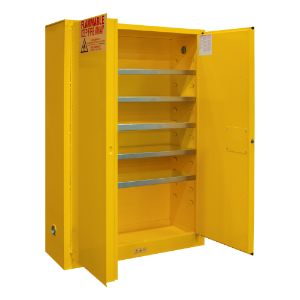 DURHAM MANUFACTURING 1045M-50 Flammable Storage Cabinet, Manual, 2 Door, 45 Gallon, Yellow | CF6JEP