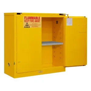 DURHAM MANUFACTURING 1030S-50 Flammable Storage Cabinet, Self Close, 2 Door, 30 Gallon, Yellow | CF6JEL