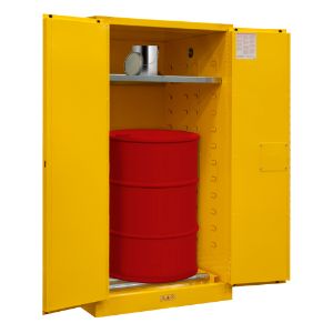 DURHAM MANUFACTURING 1055MDSR-50 Flammable Storage Cabinet, Manual, 2 Door, 55 Gallon, Yellow | CF6JEU