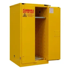 DURHAM MANUFACTURING 1055SDSR-50 Flammable Storage Cabinet, Self Close, 2 Door, 55 Gallon, Yellow | CF6JEV