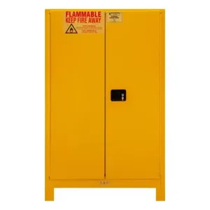 DURHAM MANUFACTURING 1090ML-50 Flammable Storage Cabinet With Leg, Manual, 2 Door, 90 Gallon, Yellow | CF6JFK