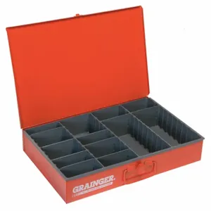 DURHAM MANUFACTURING 119-17-S1158 Compartment Box, 9 Compartment, Size 12 x 18 x 3 Inch, Red | AE4CJK 5JEN6