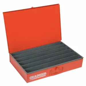 DURHAM MANUFACTURING 125-17-S1158 Compartment Box, 6 Compartment, Size 12 x 18 x 3 Inch, Steel, Red | AE4CJH 5JEN4