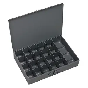 DURHAM MANUFACTURING 204-95-IND Compartment Box, Individual, 21 Opening, Size 9-1/4 x 13-3/8 x 2 Inch, Gray | CF6JHY