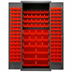 DURHAM MANUFACTURING 2500-138B-1795 Industrial Cabinet, 16 Gauge, 138 Bin, Height 84 Inch, Red | AH6RLM 36EZ68