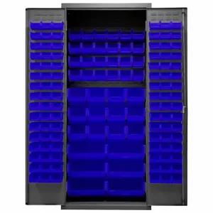 DURHAM MANUFACTURING 2500-138B-5295 Industrial Cabinet, 16 Gauge, 138 Bin, Height 84 Inch, Blue | AH6RLN 36EZ69