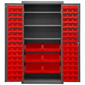 DURHAM MANUFACTURING 2501-BDLP-102-3S-1795 Industrial Cabinet, 16 Gauge, 102 Bin, Red | AH6RLQ 36EZ71