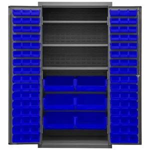 DURHAM MANUFACTURING 2501-BDLP-102-3S-5295 Industrial Cabinet, 16 Gauge, 102 Bin, Blue | AH6RLR 36EZ72