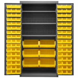 DURHAM MANUFACTURING 2501-BDLP-102-3S-95 Industrial Cabinet, 16 Gauge, 102 Bin, Yellow | AH6RLT 36EZ73