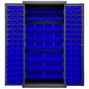 DURHAM MANUFACTURING 2501-BDLP-126-5295 Industrial Cabinet, 16 Gauge, 126 Bin, Blue | AH6RLV 36EZ75