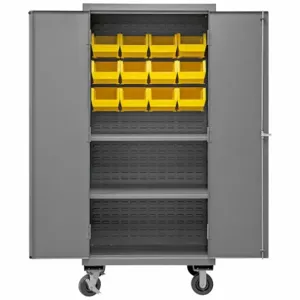 DURHAM MANUFACTURING 2501M-BLP-12-2S-95 Mobile Cabinet, 16 Gauge, 12 Bin, Yellow | AH6RKA 36EZ34