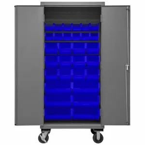 DURHAM MANUFACTURING 2501M-BLP-30-5295 Mobile Cabinet, 16 Gauge, 30 Bin, Blue | AH6RKC 36EZ36