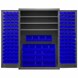 DURHAM MANUFACTURING 2502-138-3S-5295 Industrial Cabinet, 16 Gauge, 138 Bin, Height 72 Inch, Blue | AH6RLY 36EZ78