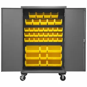 DURHAM MANUFACTURING 2502M-BLP-42-95 Mobile Cabinet, 16 Gauge, 42 Bin, Yellow | AH6RKK 36EZ43