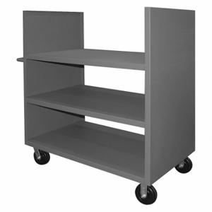 DURHAM MANUFACTURING 2SPT-3048-3-2K-95 Solid Stock Truck With Push Handle, 2 Sided, 3 Shelf, Gray | CF6JLA