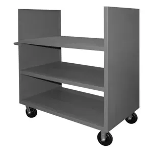 DURHAM MANUFACTURING 2SPT-3048-3-2K-95 Solid Stock Truck With Push Handle, 2 Sided, 3 Shelf, Gray | CF6JLA