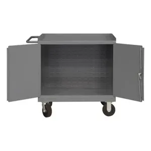 DURHAM MANUFACTURING 3100-BLP-95 Mobile Bench Cabinet, Louvered Panel Back, Size 25-13/16 x 42-1/8 x 37-3/4 Inch | CF6JLQ