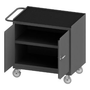 DURHAM MANUFACTURING 3116-RM-95 Mobile Bench Cabinet, Black Rubber Mat, Size 24-1/4 x 42-1/8 x 36-3/8 Inch | CF6JMK