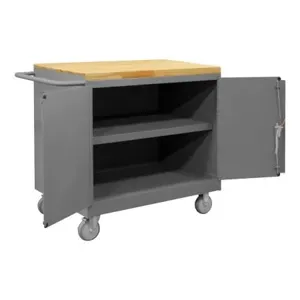 DURHAM MANUFACTURING 3113-MT-95 Mobile Bench Cabinet, Maple Top, 1 Shelf, Size 25-13/16 x 42-1/8 x 37-1/8 Inch | CF6JMC