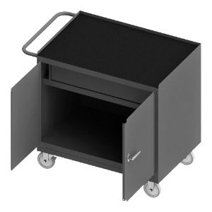 DURHAM MANUFACTURING 3115-RM-95 Mobile Bench Cabinet, Black Rubber Mat, Size 25-13/16 x 42-1/8 x 36-3/8 Inch | CF6JMG