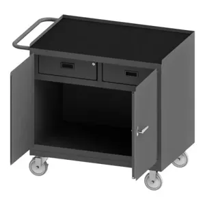 DURHAM MANUFACTURING 3116-RM-95 Mobile Bench Cabinet, Black Rubber Mat, Size 24-1/4 x 42-1/8 x 36-3/8 Inch | CF6JMK