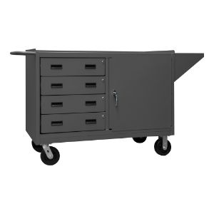DURHAM MANUFACTURING 3401-95 Mobile Bench Cabinet, 4 Drawer, 1 Shelf, Size 24-1/4 x 66-1/8 x 37-3/4 Inch | CF6JNG