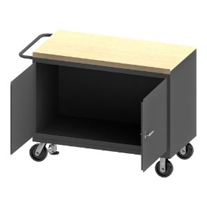DURHAM MANUFACTURING 3411-MT-FL-95 Mobile Bench Cabinet, Maple Top, Size 24-1/4 x 54-1/8 x 37-3/4 Inch | CF6JNP