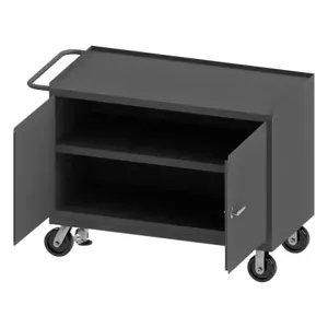 DURHAM MANUFACTURING 3412-FL-95 Mobile Bench Cabinet, Steel Top, 2 Door, Size 24-1/4 x 54-1/8 x 37-3/4 Inch | CF6JNR