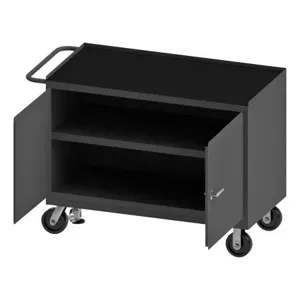 DURHAM MANUFACTURING 3412-RM-FL-95 Mobile Bench Cabinet, Black Rubber Mat, Size 24-1/4 x 54-1/8 x 37-3/4 Inch | CF6JNT