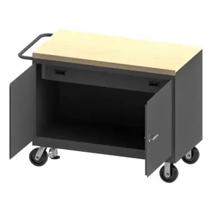 DURHAM MANUFACTURING 3413-MT-FL-95 Mobile Bench Cabinet, Maple, Floor Lock, Size 24-1/4 x 54-1/8 x 37-3/4 Inch | CF6JNW