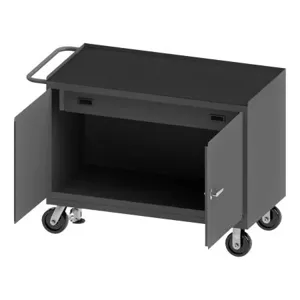 DURHAM MANUFACTURING 3413-RM-FL-95 Mobile Bench Cabinet, Mat, Floor Lock, Size 24-1/4 x 54-1/8 x 37-3/4 Inch | CF6JNY