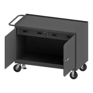 DURHAM MANUFACTURING 3415-FL-95 Mobile Bench Cabinet, 2 Drawer, Size 24-1/4 x 54-1/8 x 37-3/4 Inch, Steel | CF6JPC