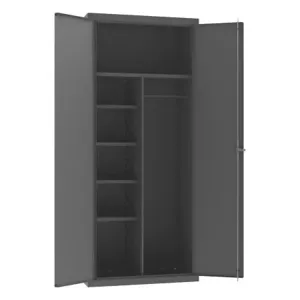 DURHAM MANUFACTURING 3500-HDL-95 Janitorial Cabinet, 5 Shelf, 14 Gauge, Size 36 x 24 x 84 Inch, Gray | CF6JPG