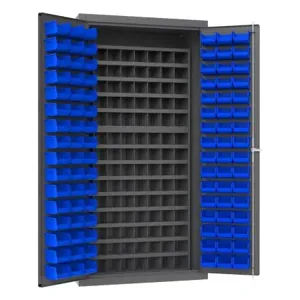 DURHAM MANUFACTURING 3501-DLP-72/40B-96-5295 Industrial Cabinet, 14 Gauge, 96 Bin, Blue | AH6RTK 36FC02