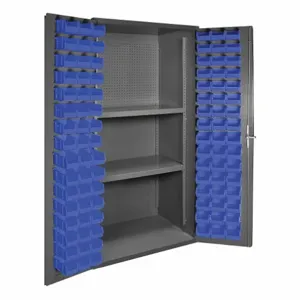 DURHAM MANUFACTURING 3501-DLP-PB-96-2S-5295 Industrial Cabinet, 2 Shelf, 14 Gauge, 96 Bin, Blue | AH6RTM 36FC04