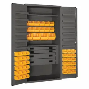 DURHAM MANUFACTURING 3501524RDR-95 Industrial Cabinet, 14 Gauge, 52 Bin, Yellow | AH6RRZ 36FA91