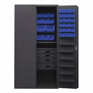 DURHAM MANUFACTURING 3501584RDR-5295 Industrial Cabinet, 14 Gauge, 58 Bin, Blue Flush | AH6RTB 36FA93