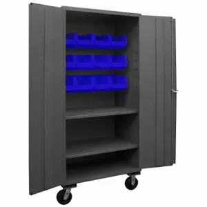 DURHAM MANUFACTURING 3501M-BLP-12-2S-5295 Mobile Cabinet, 14 Gauge, 12 Bin, Blue | AH6RKM 36EZ45